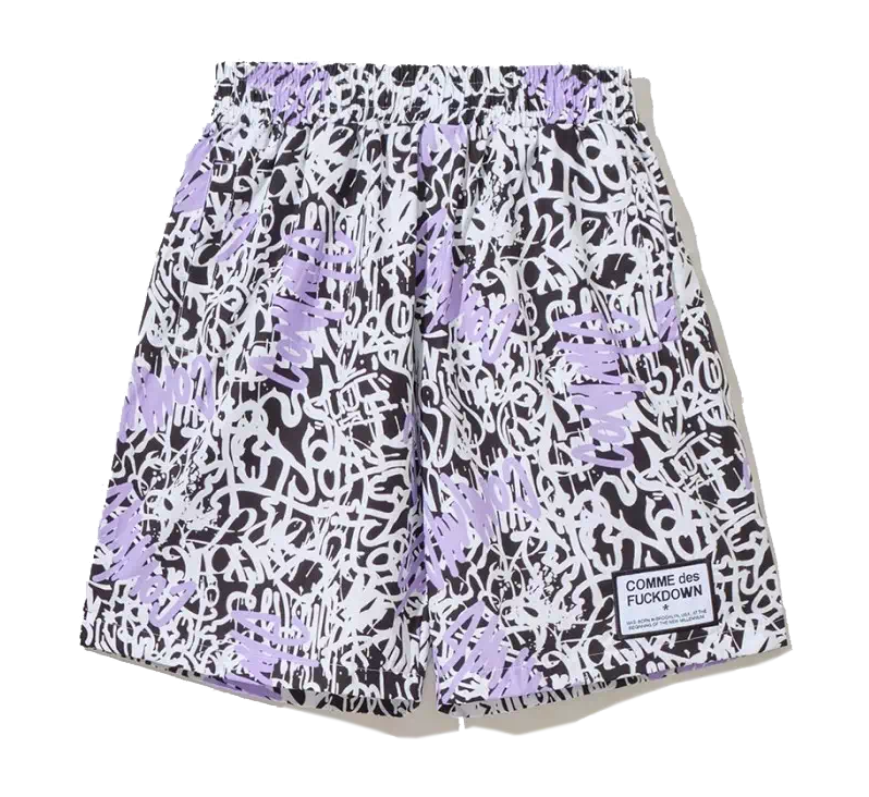 Comme Des Fuckdown Abstract Print Stretch Bermuda Shorts