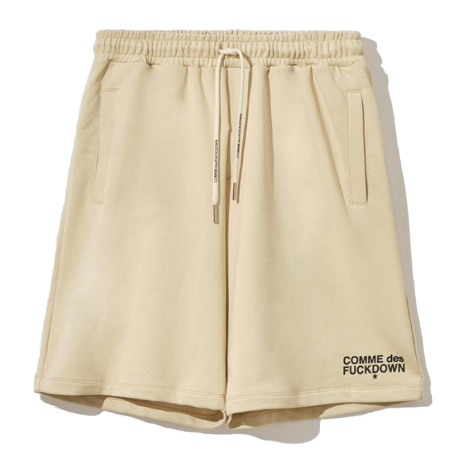 Comme Des Fuckdown Beige Cotton Drawstring Bermuda Shorts