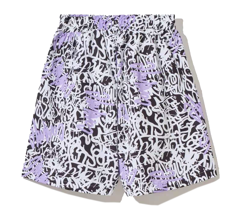 Comme Des Fuckdown Abstract Print Stretch Bermuda Shorts