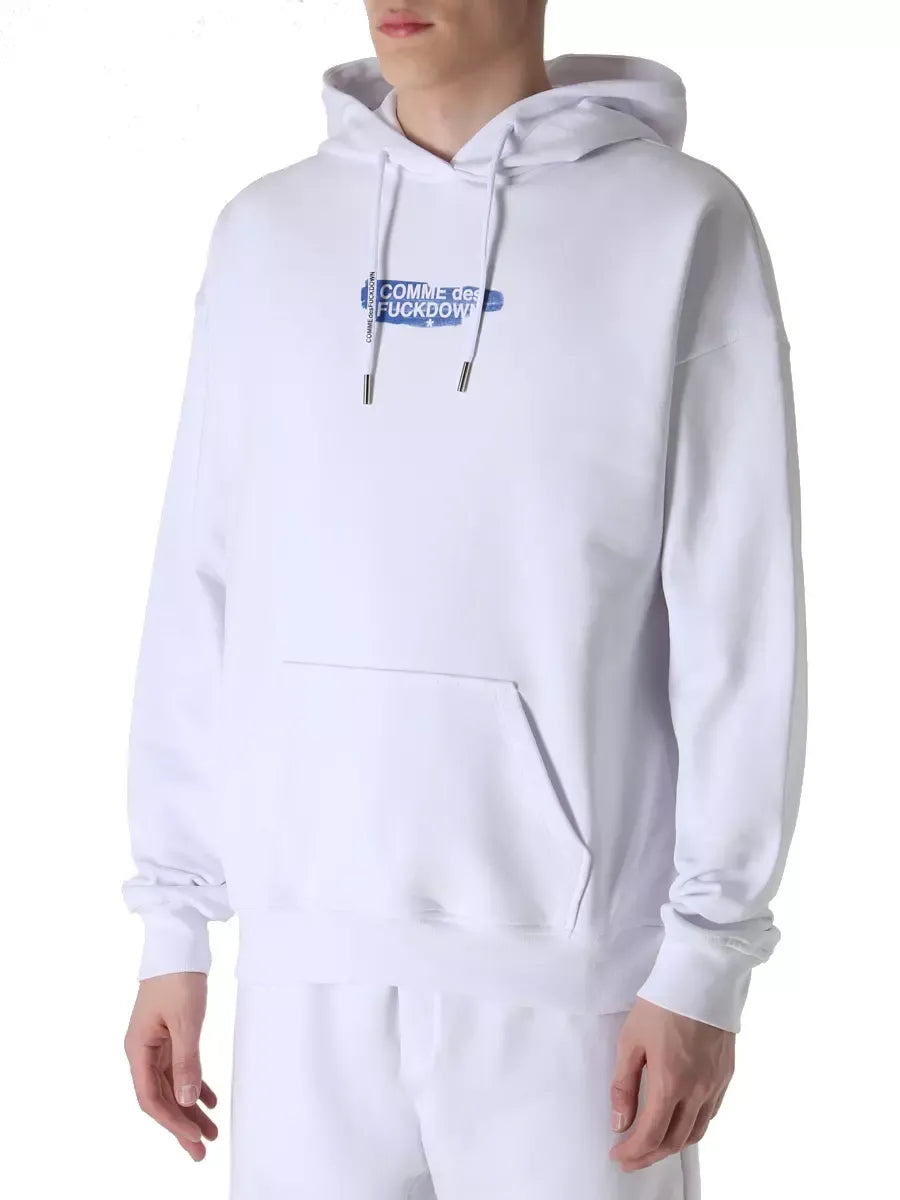 Comme Des Fuckdown Cotton Logo Graphic Hooded Sweatshirt