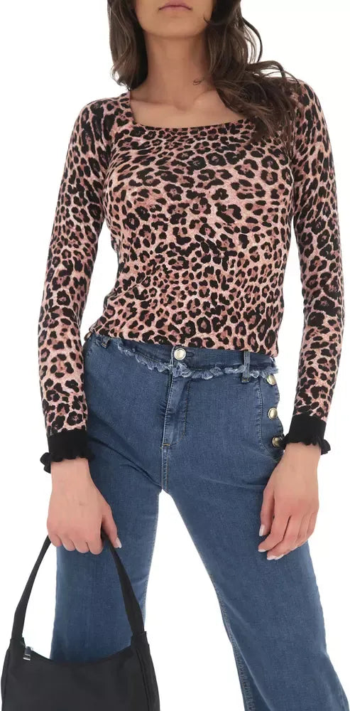 Liu Jo Leopard Charm Wide Neck Sweater