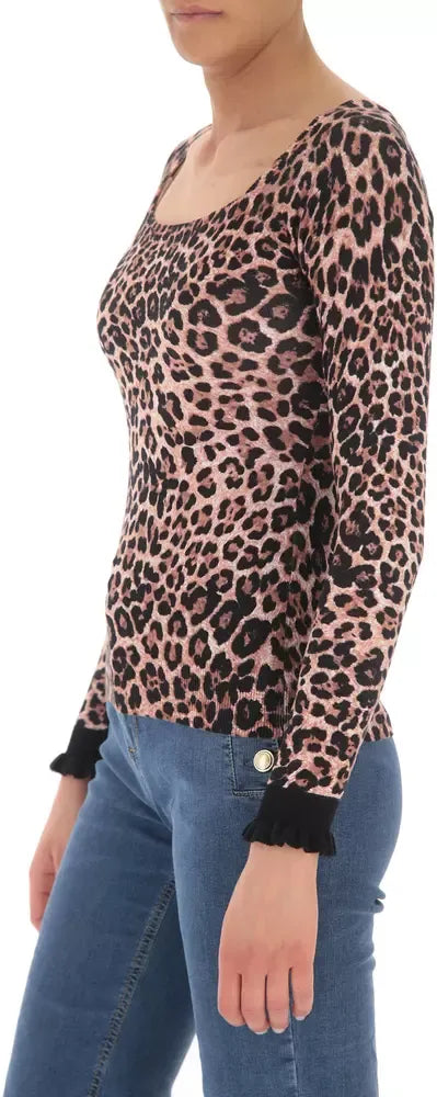 Liu Jo Leopard Charm Wide Neck Sweater