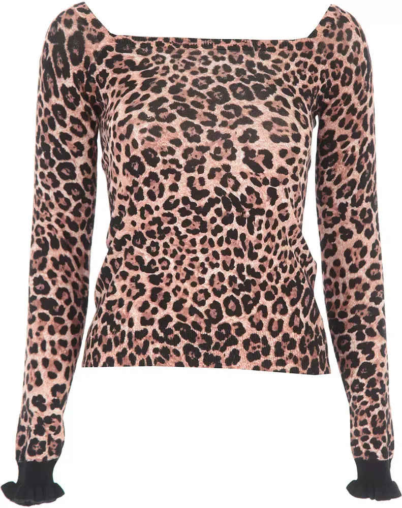 Liu Jo Leopard Charm Wide Neck Sweater