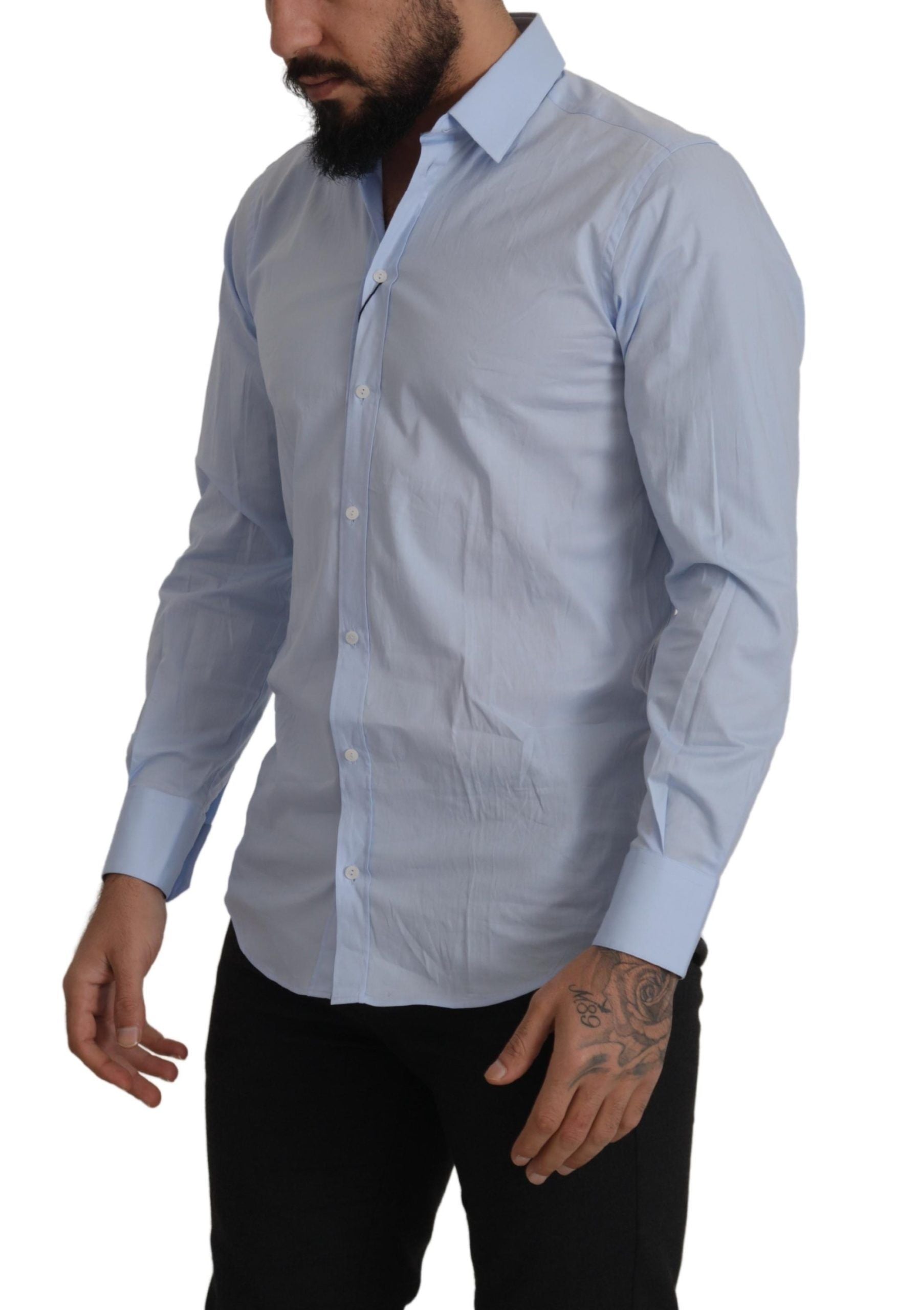 Dolce & Gabbana Luxurious Light Blue Cotton Martini Dress Shirt