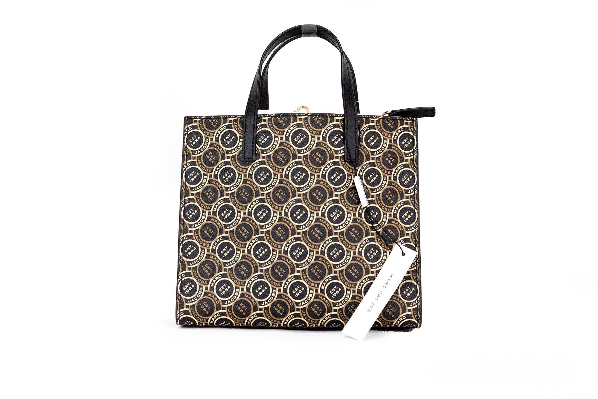 Marc Jacobs Mini Grind Signet Printed Leather Crossbody Tote Handbag Purse