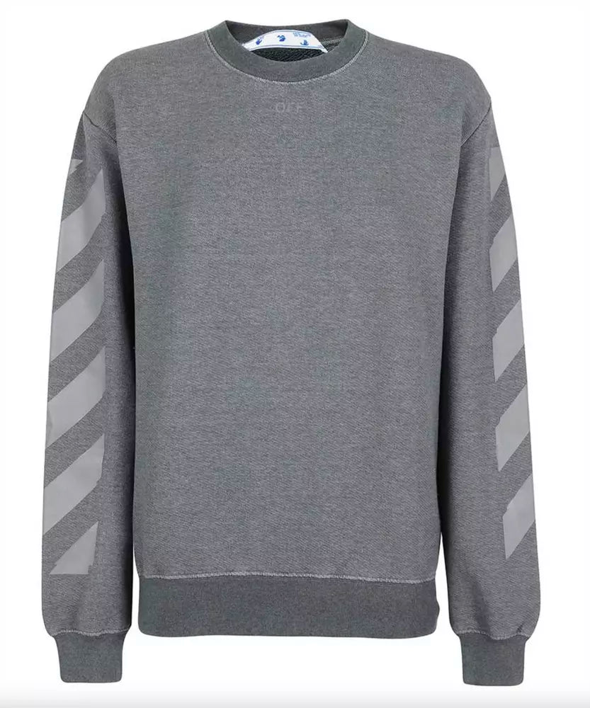 Off-White Iconic Gray Crewneck Designer Sweatshirt