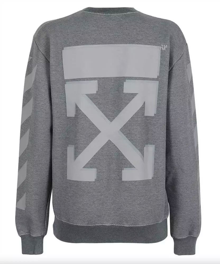 Off-White Iconic Gray Crewneck Designer Sweatshirt