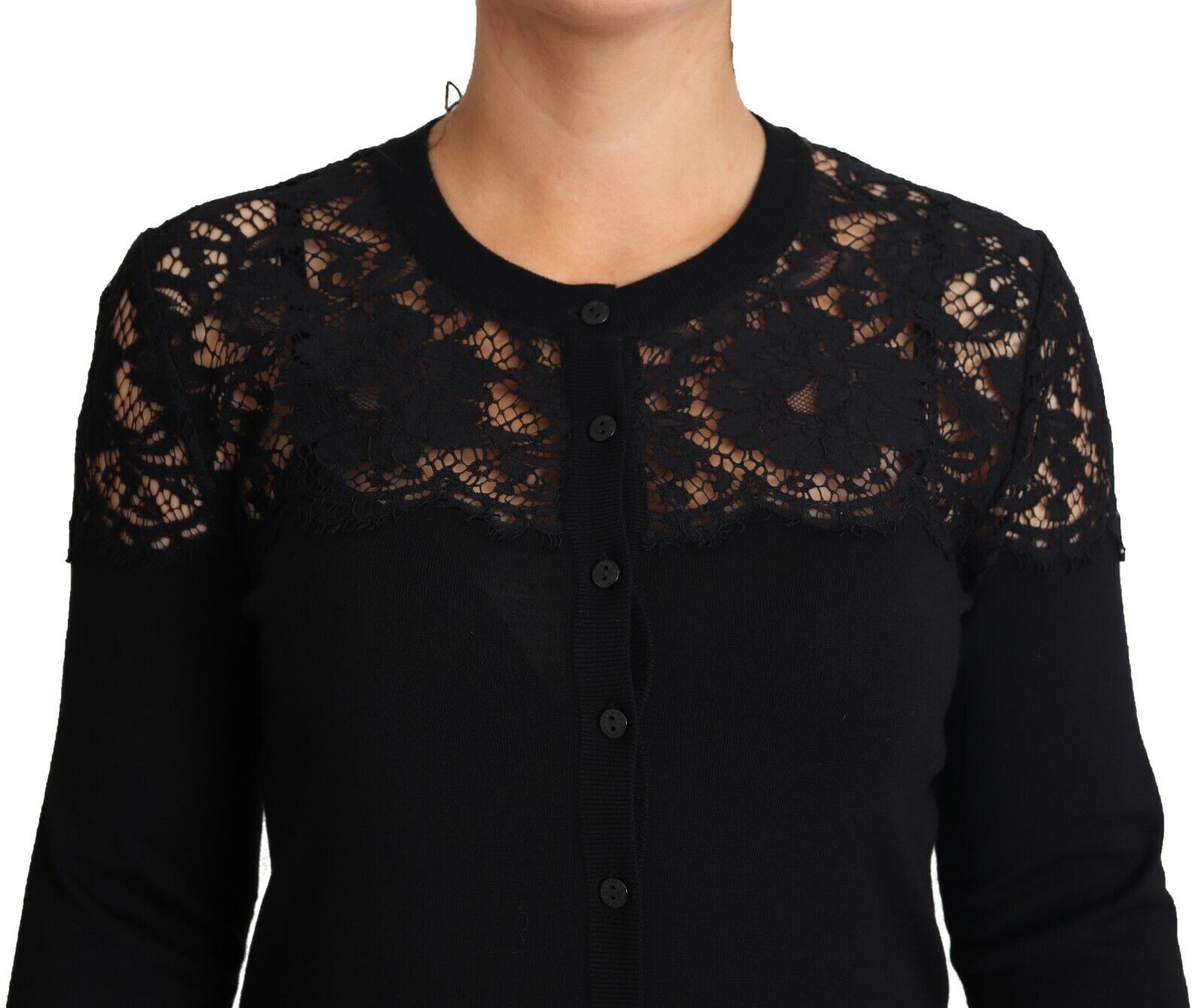 Dolce & Gabbana Elegant Floral Lace Wool-Blend Cardigan