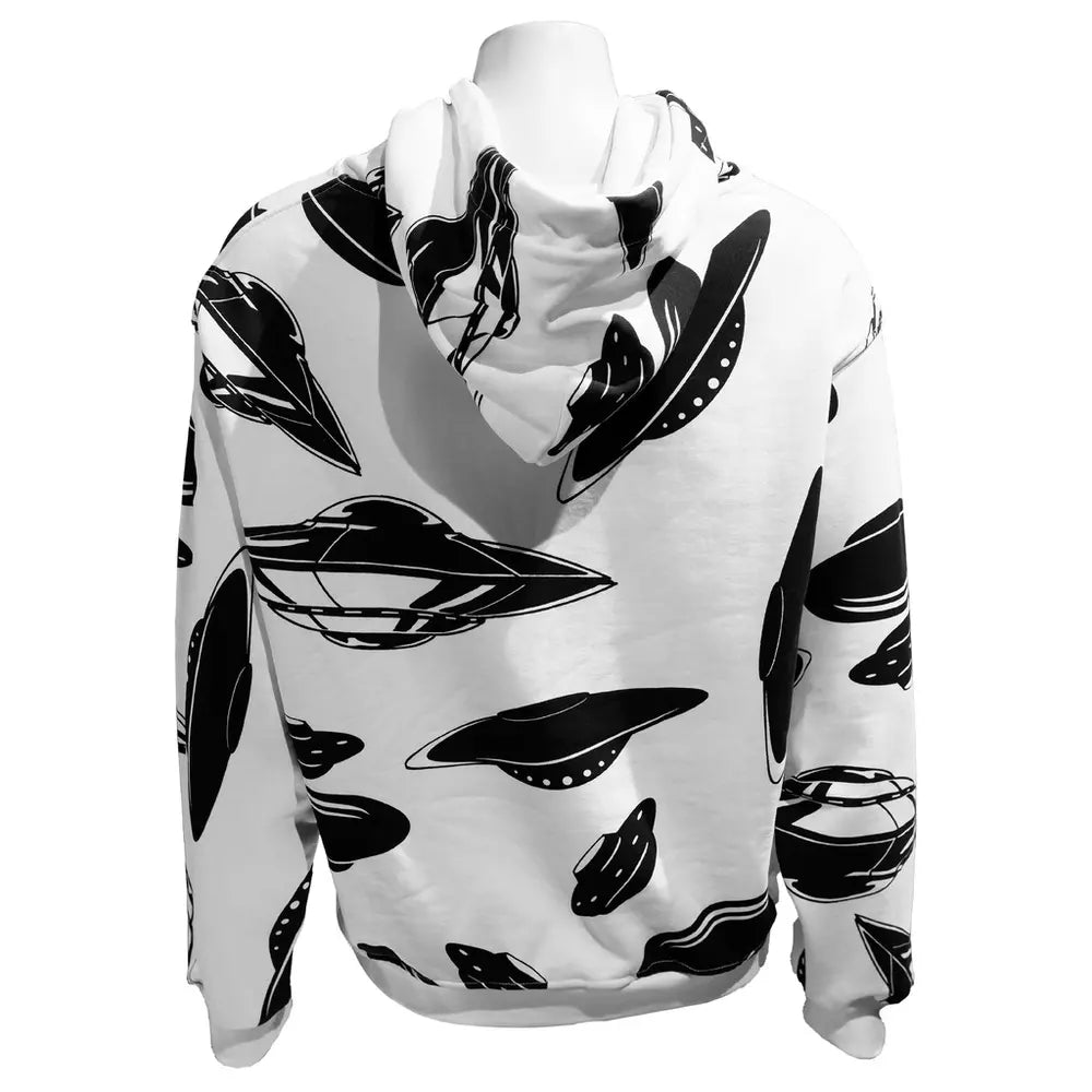 Comme Des Fuckdown White UFO Print Cotton Sweatshirt with Pink Logo