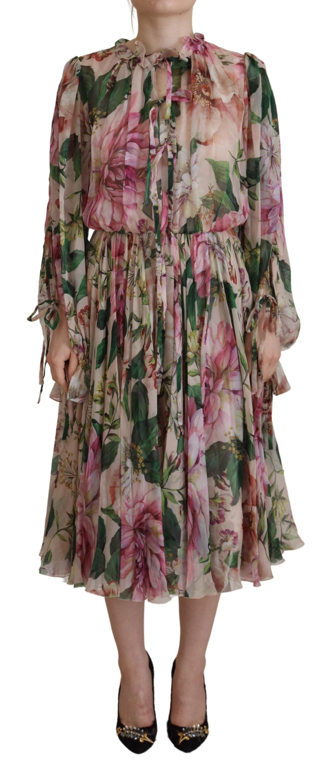 Dolce & Gabbana Elegant Floral Silk Midi Dress