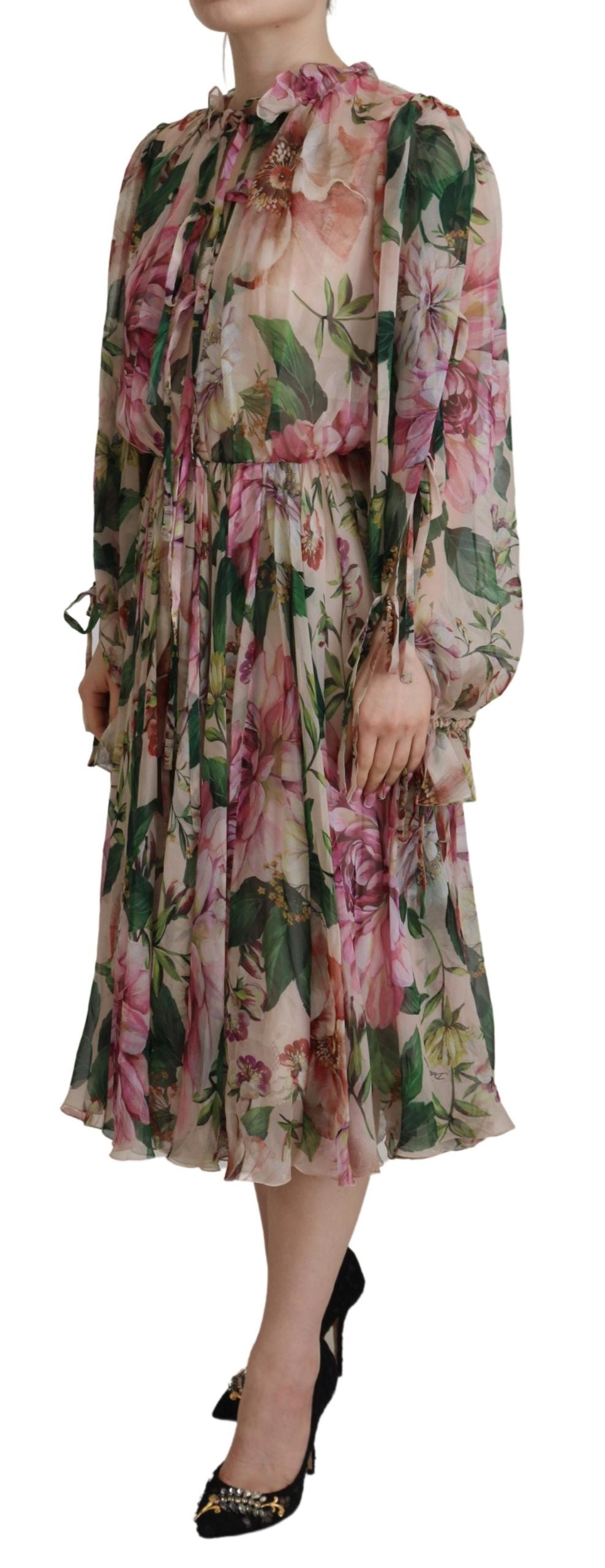 Dolce & Gabbana Elegant Floral Silk Midi Dress