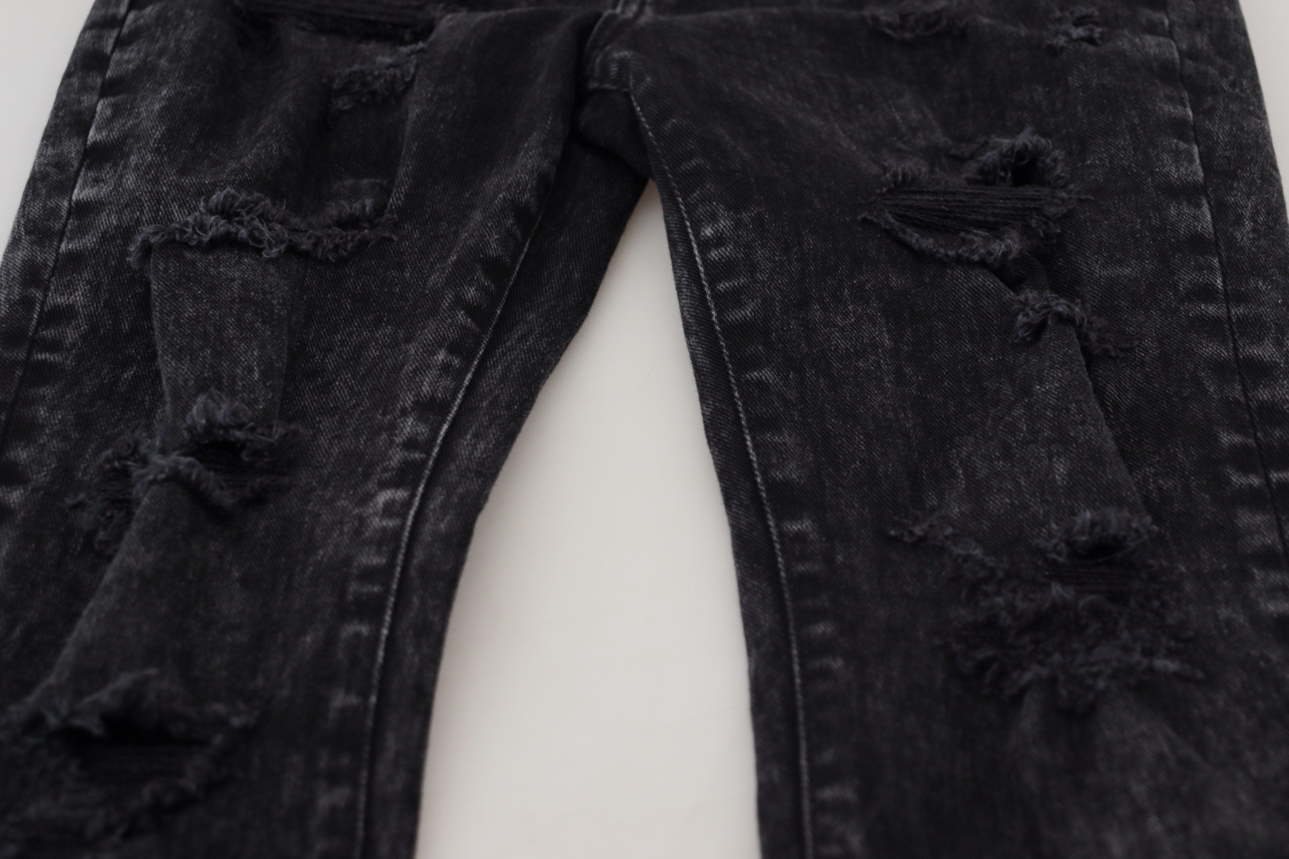 Dolce & Gabbana Elegant Black Denim Pants with Chic Detailing