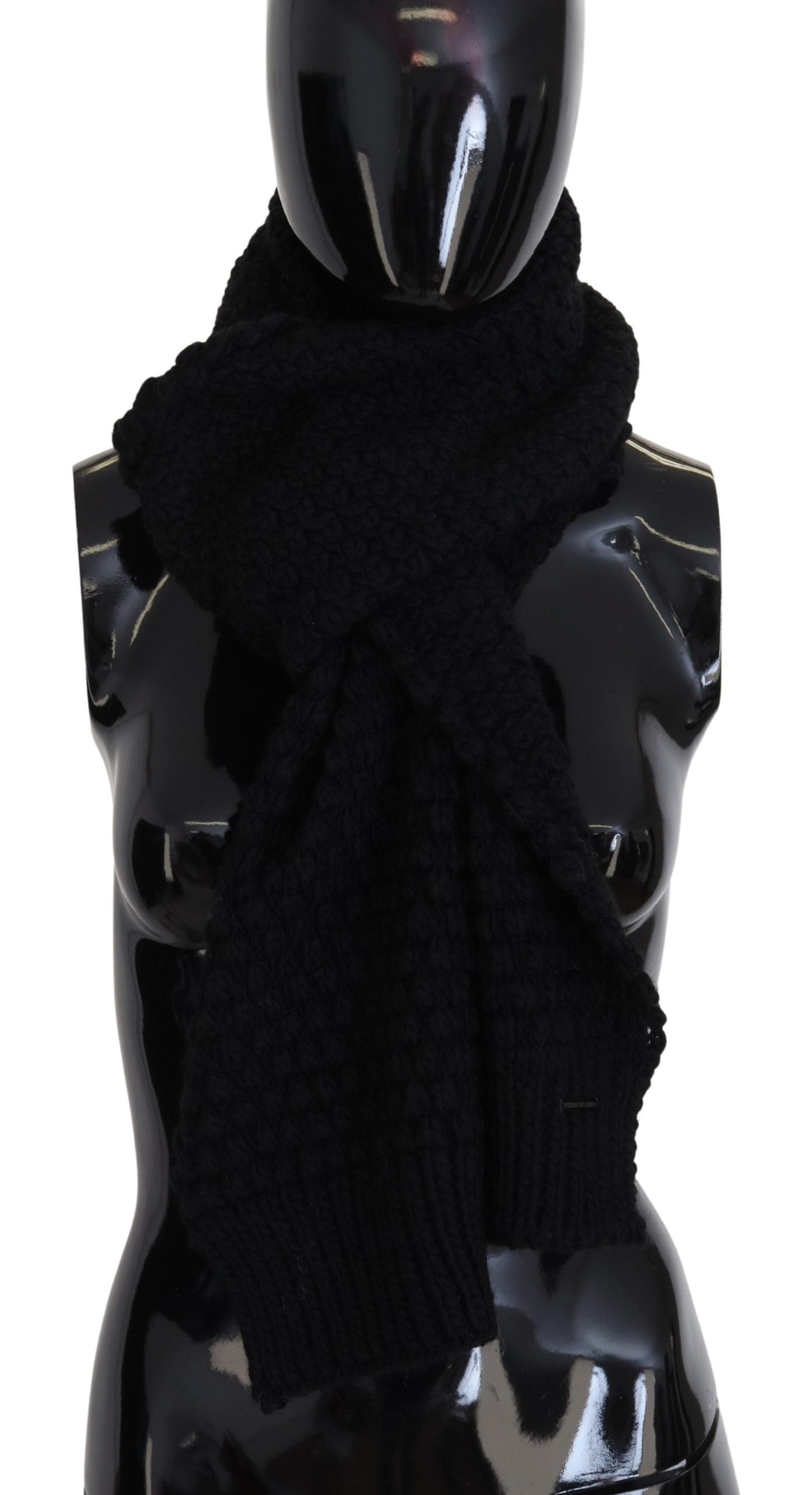 Balmain Elegant Black Designer Scarf Wrap