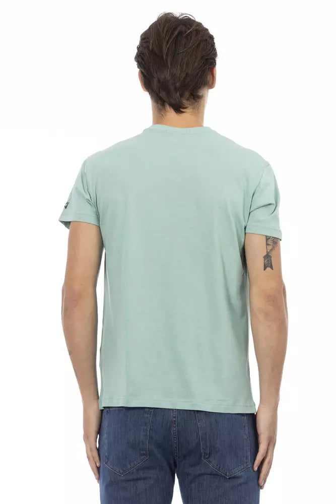 Trussardi Action Green Cotton Men V-Neck T-Shirt