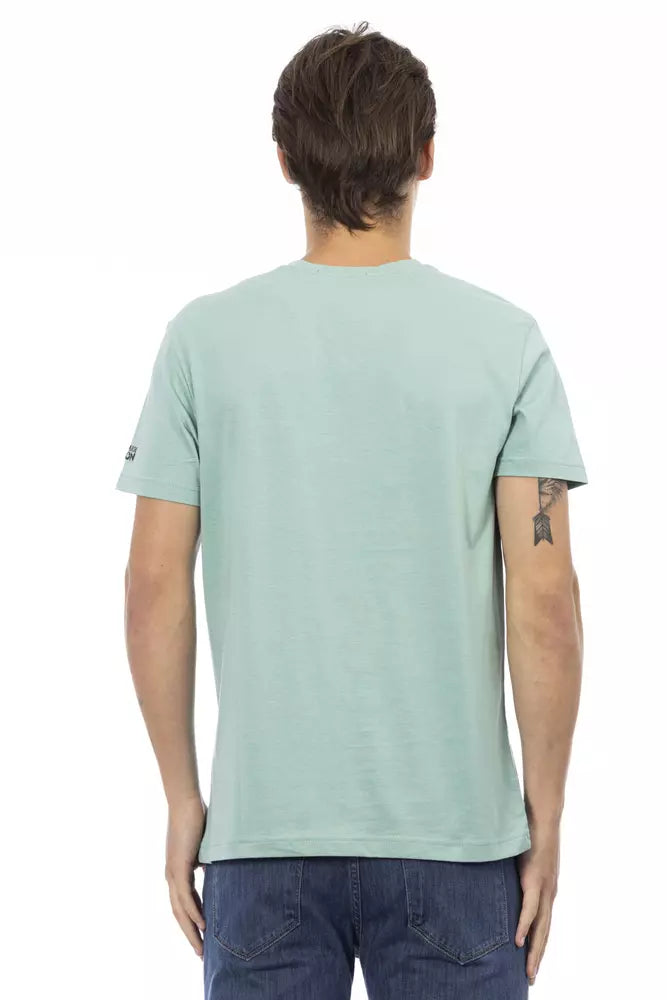 Trussardi Action Green Cotton Men V-Neck T-Shirt