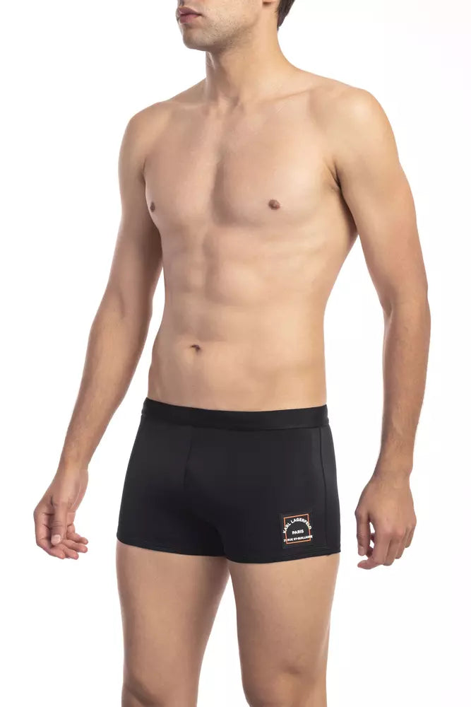 Karl Lagerfeld Black Polyester Men Swim Trunk