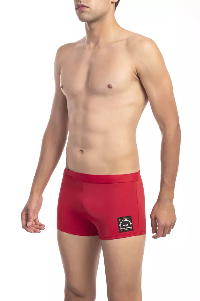 Karl Lagerfeld Red Polyester Men Swim Trunk