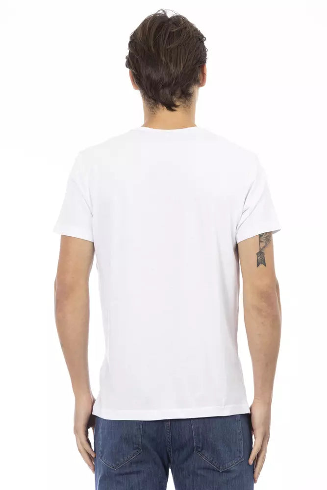 Trussardi Action White Cotton Men V-Neck T-Shirt