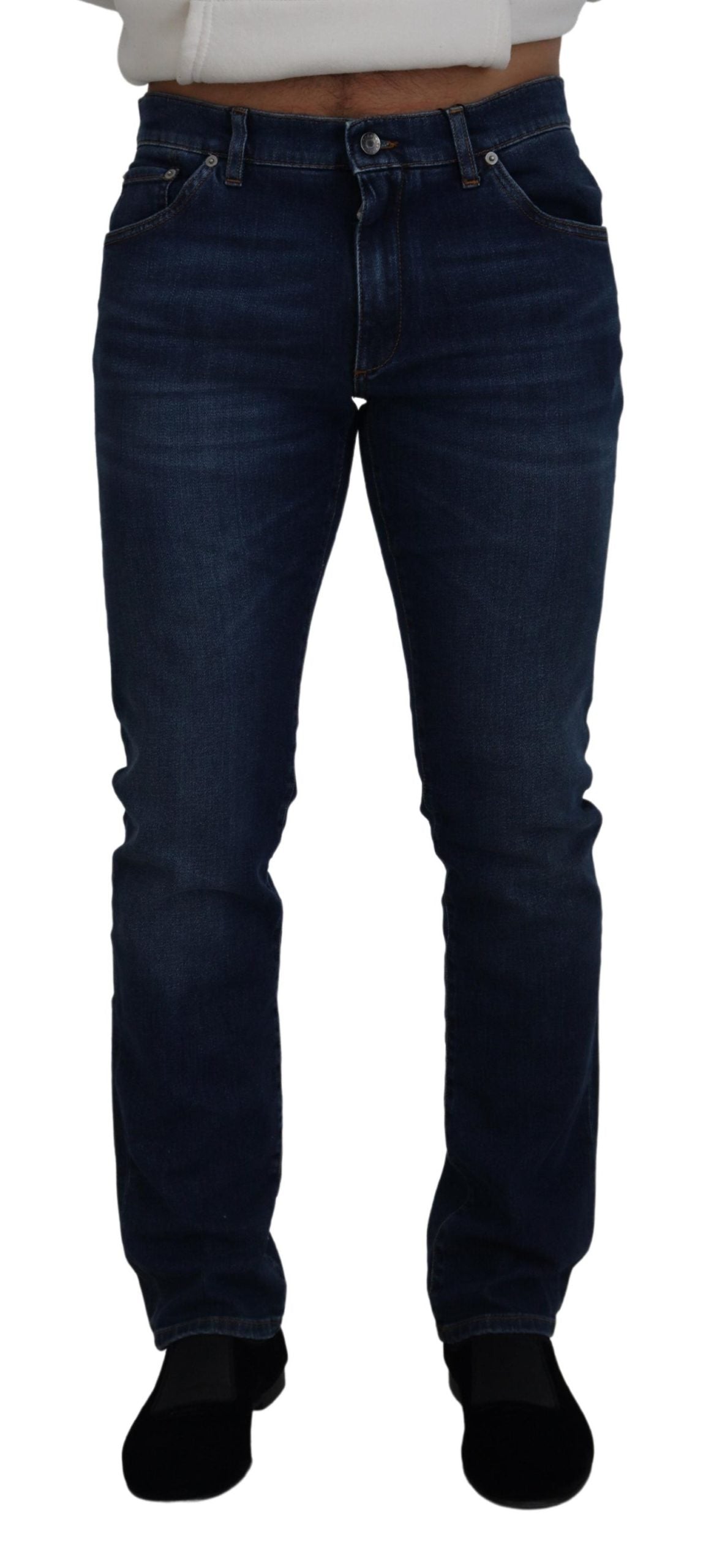 Dolce & Gabbana Elegant Blue Denim Pants - Slim Italian Luxury