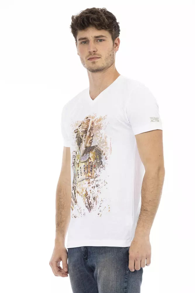 Trussardi Action White Cotton Men's V-Neck T-Shirt