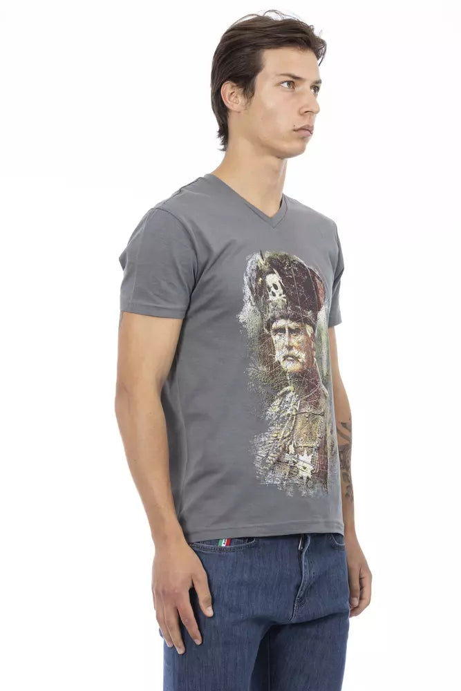 Trussardi Action Gray Cotton Men T-Shirt