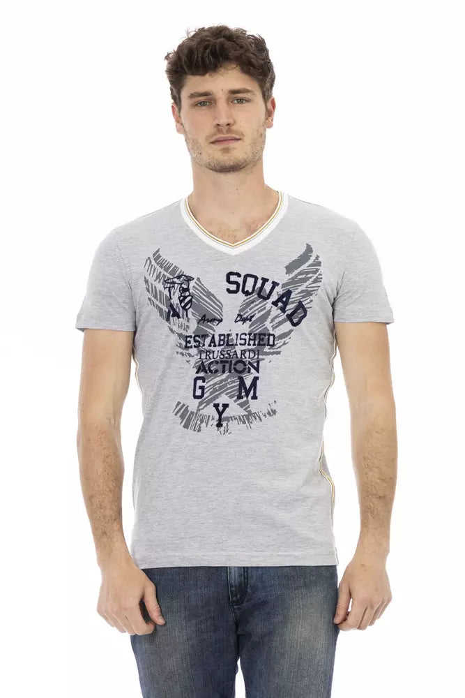 Trussardi Action Gray Cotton Men T-Shirt