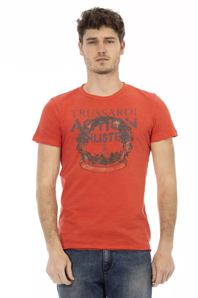 Trussardi Action "Red Cotton Men T-Shirt"