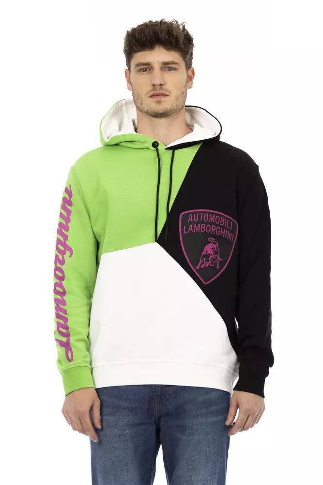 Automobili Lamborghini White Cotton Men's Sweater Hoodie