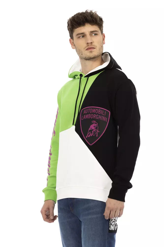 Automobili Lamborghini White Cotton Men's Sweater Hoodie