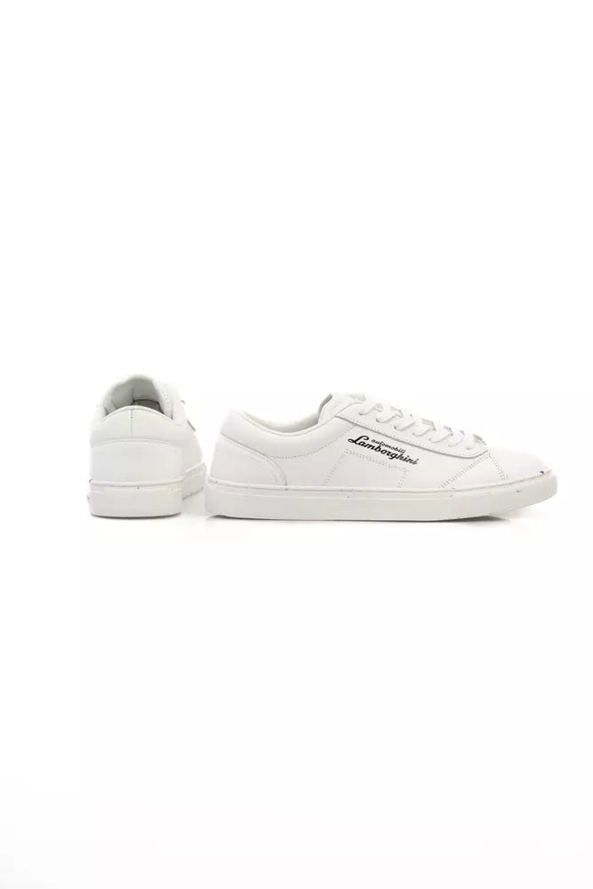 Automobili Lamborghini White Leather Men Sneaker