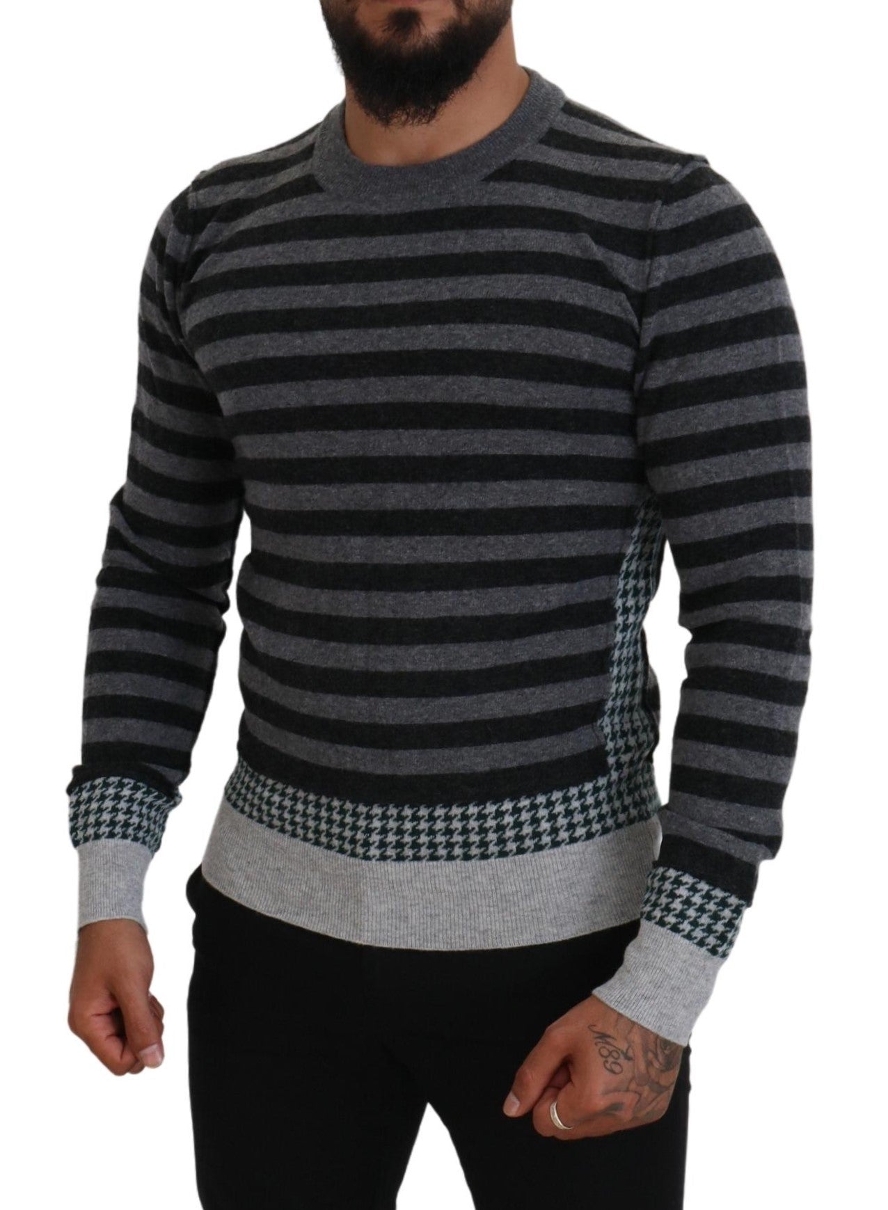 Dolce & Gabbana Elegant Striped Wool Crewneck Sweater