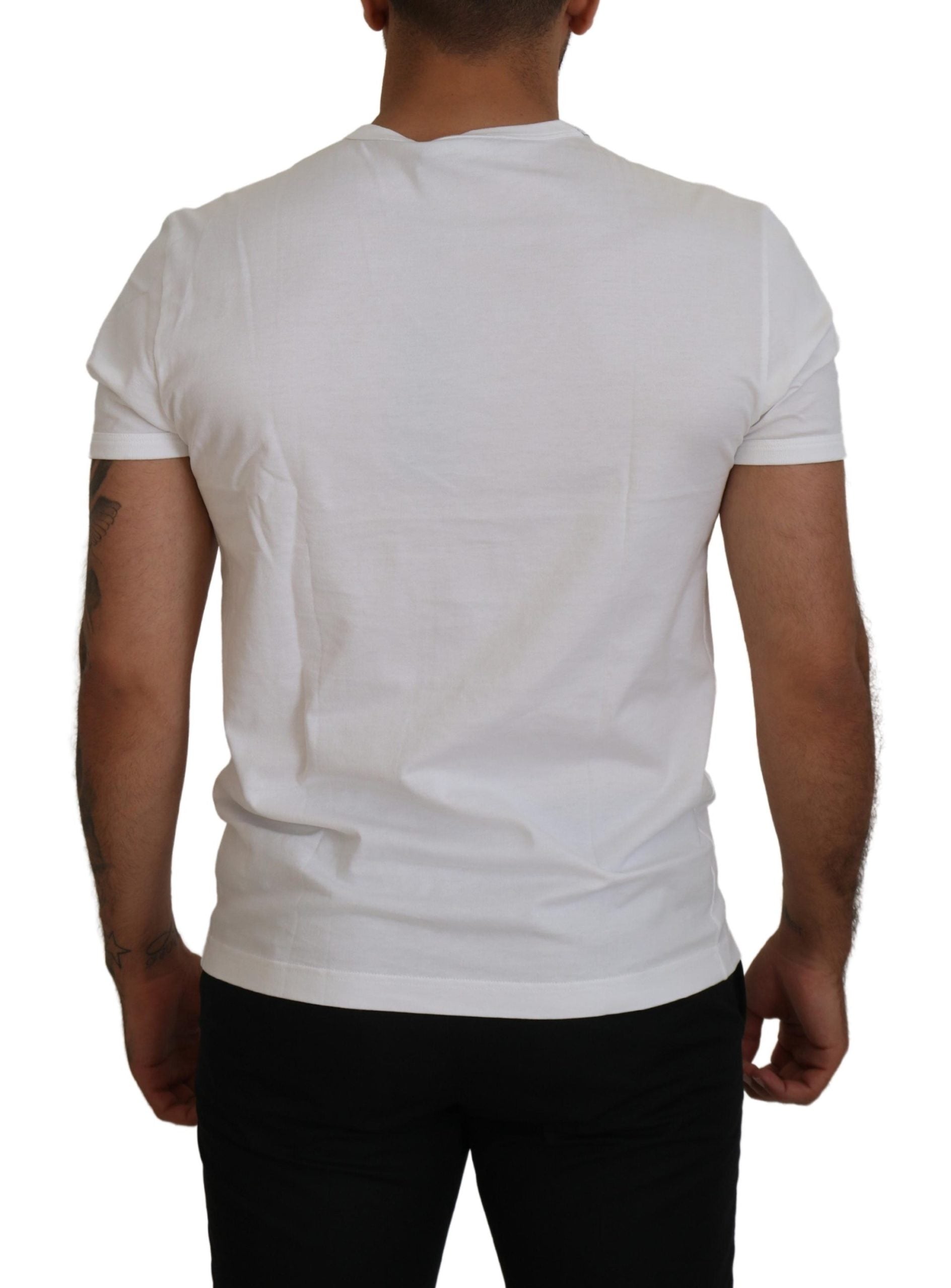 Dolce & Gabbana Elegant White Cotton Crown Print T-Shirt