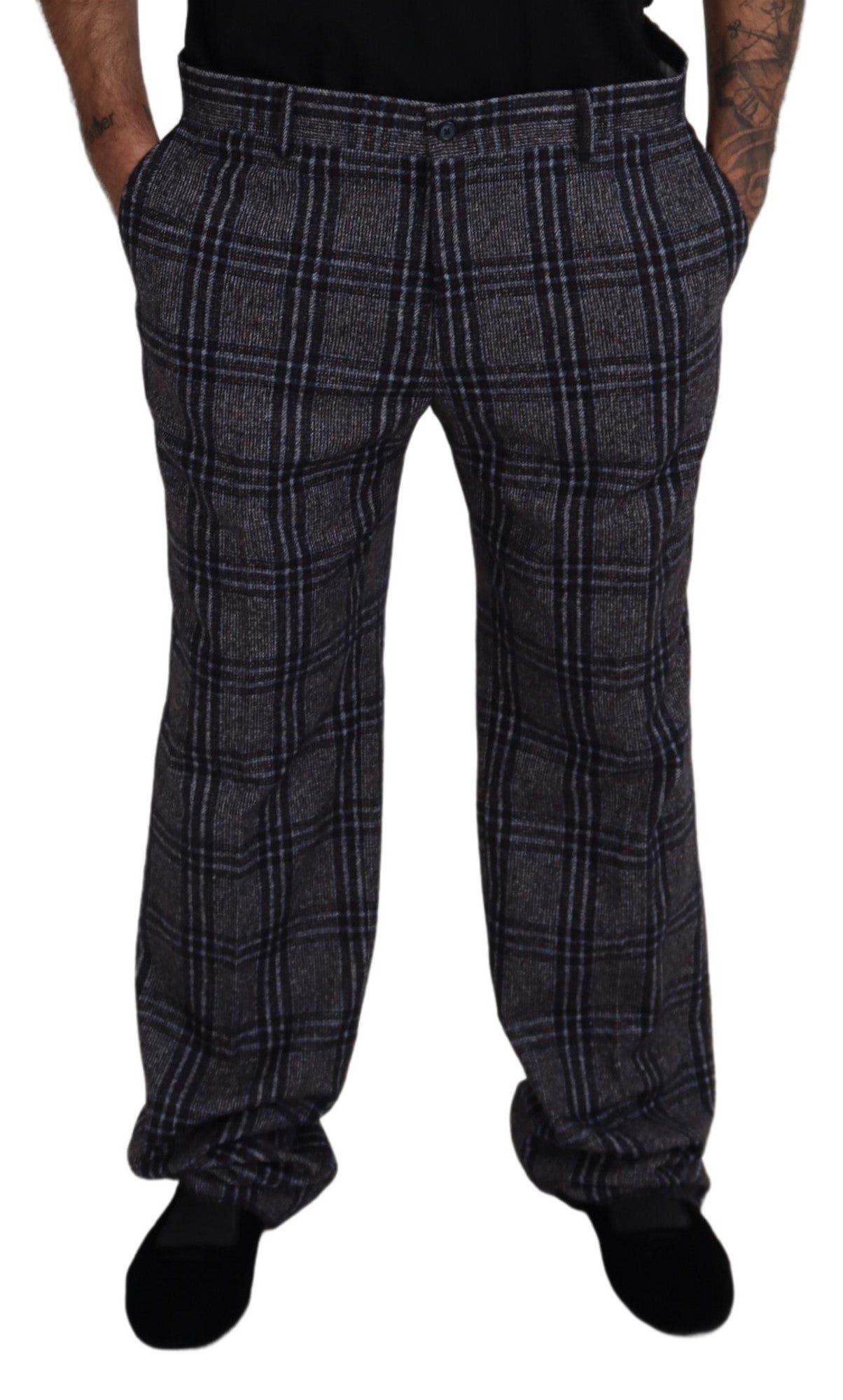 Dolce & Gabbana Elegant Gray Checkered Alpaca Blend Pants