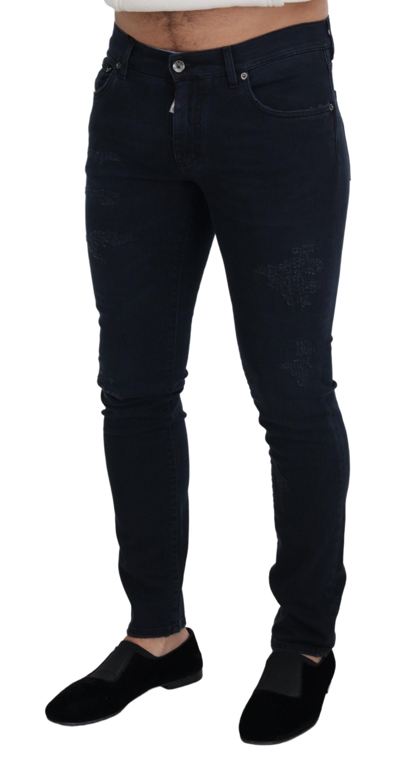 Dolce & Gabbana Chic Denim Blue Pants - Timeless Elegance