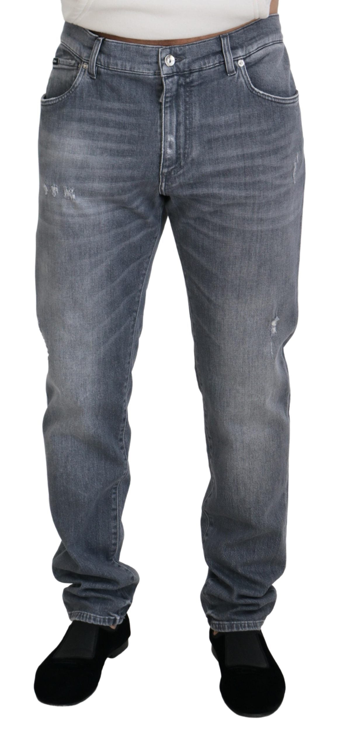 Dolce & Gabbana Elegant Gray Washed Denim Pants