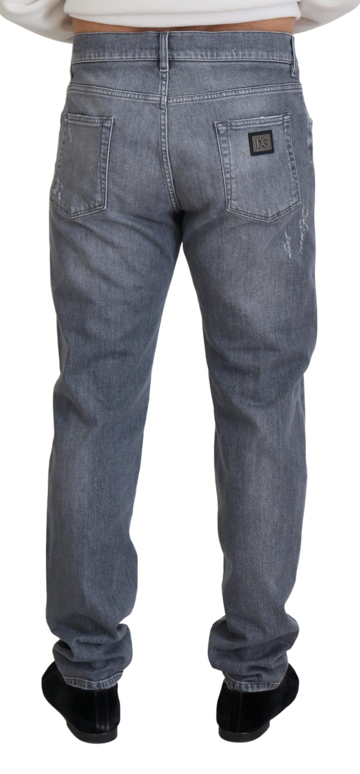 Dolce & Gabbana Elegant Gray Washed Denim Pants