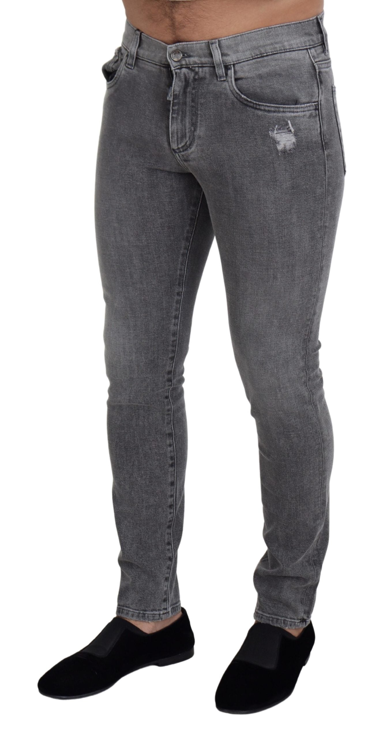 Dolce & Gabbana Chic Grey Washed Denim Pants