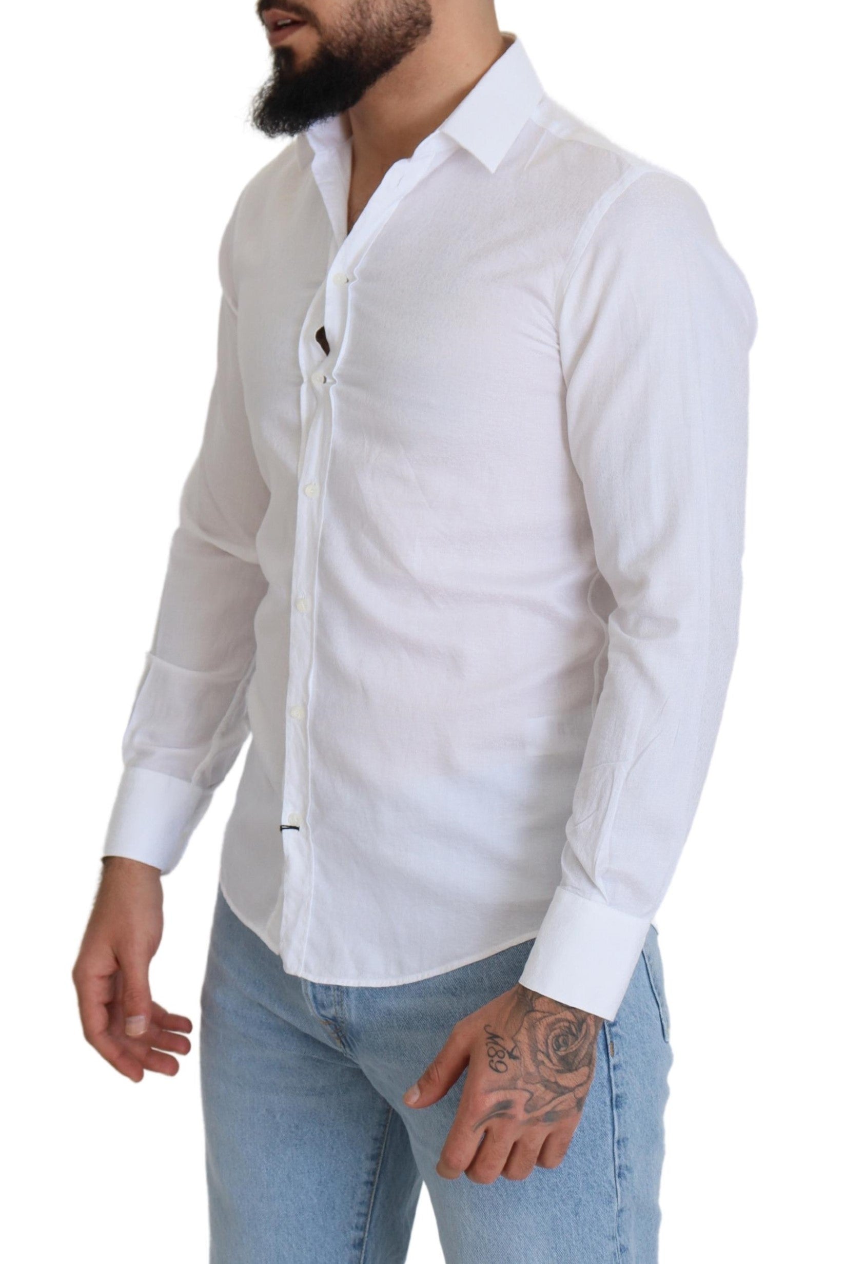 Dolce & Gabbana Elegant Slim Fit White Cotton Shirt