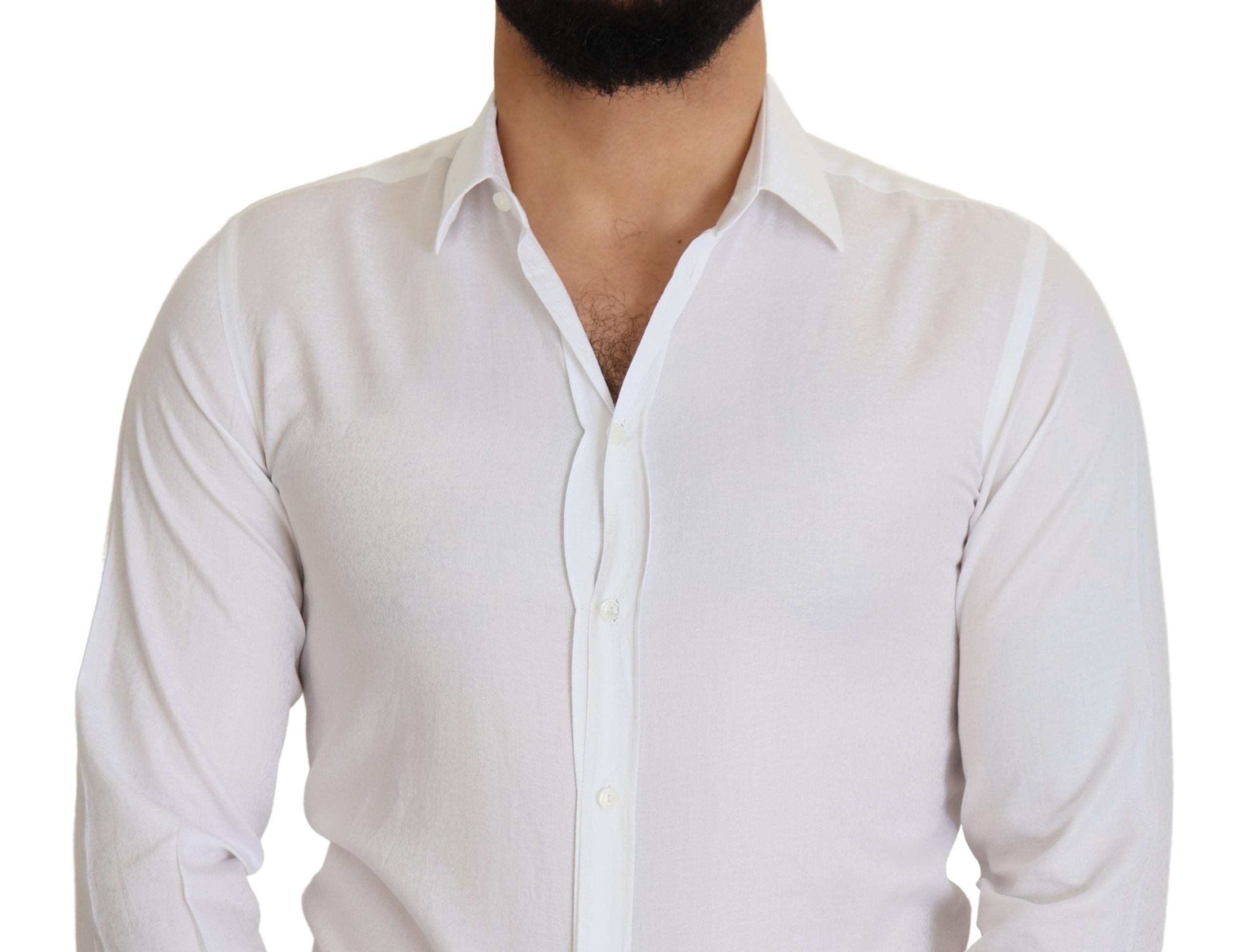 Dolce & Gabbana Elegant Slim Fit White Cotton Shirt