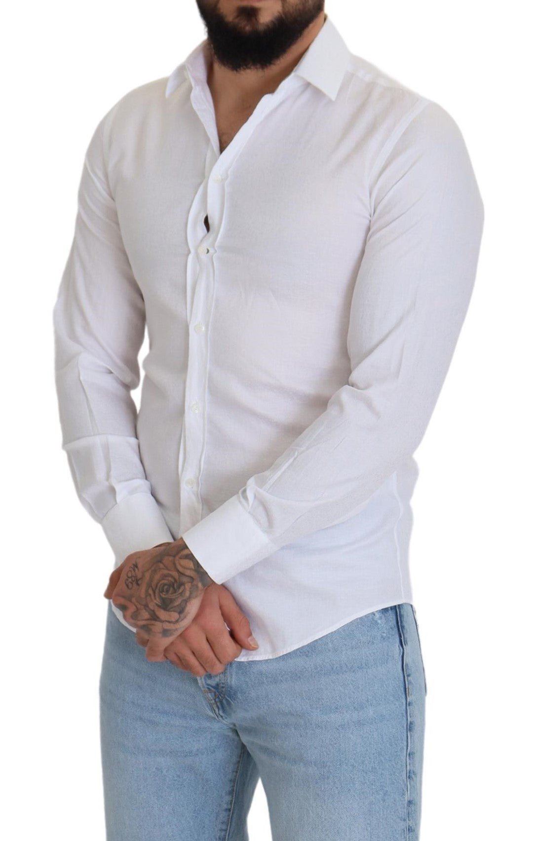 Dolce & Gabbana Elegant Slim Fit White Cotton Shirt