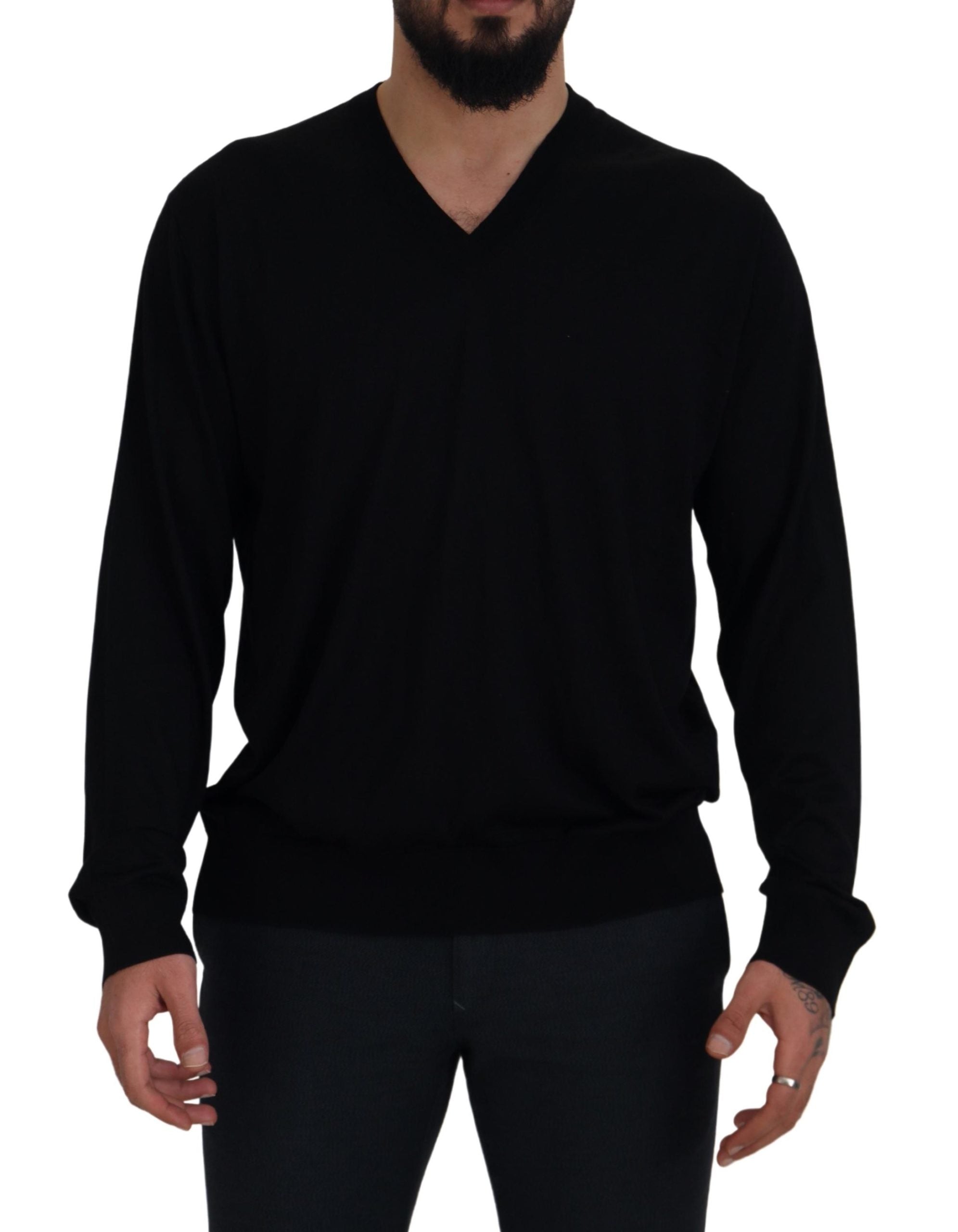 Dolce & Gabbana Elegant V-Neck Silk Pullover Sweater