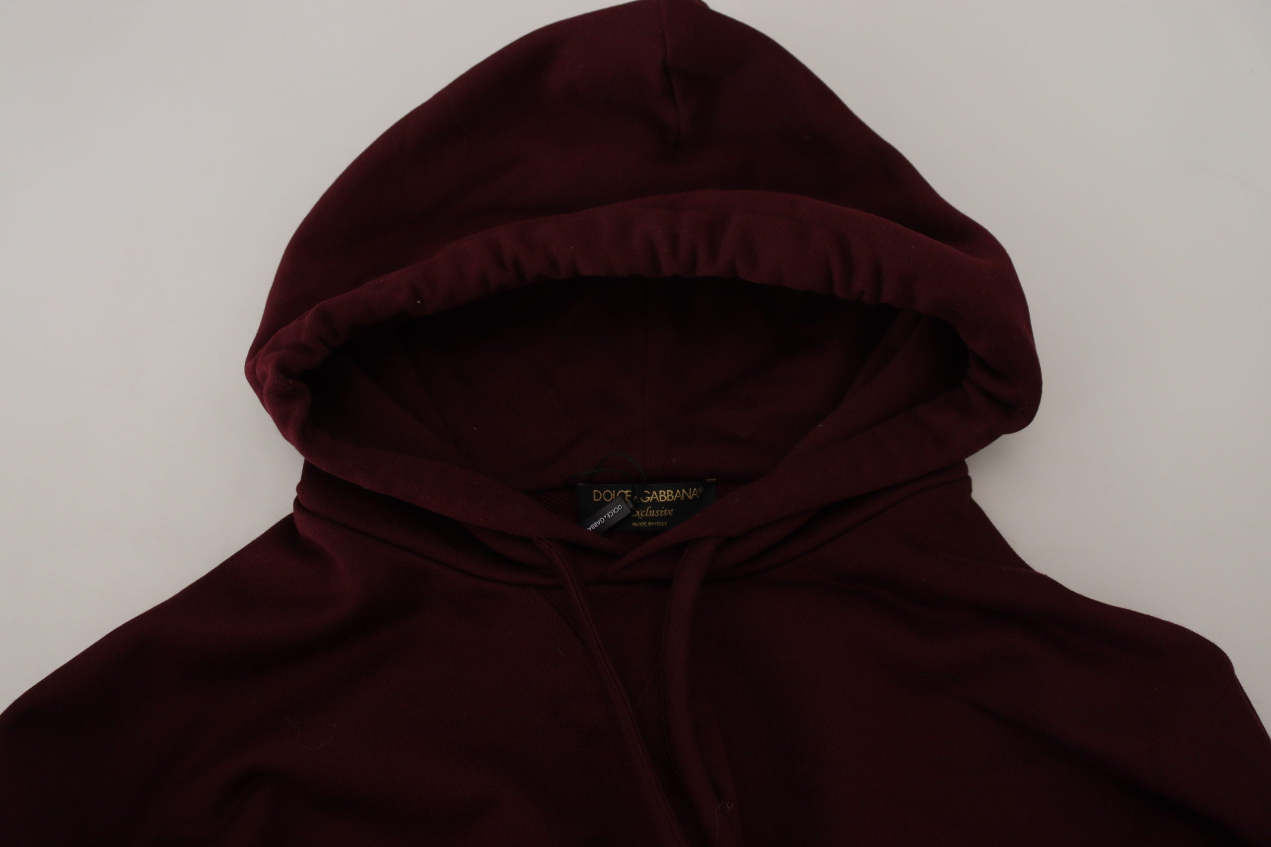 Dolce & Gabbana Maroon Hooded Cotton Blend Sweater