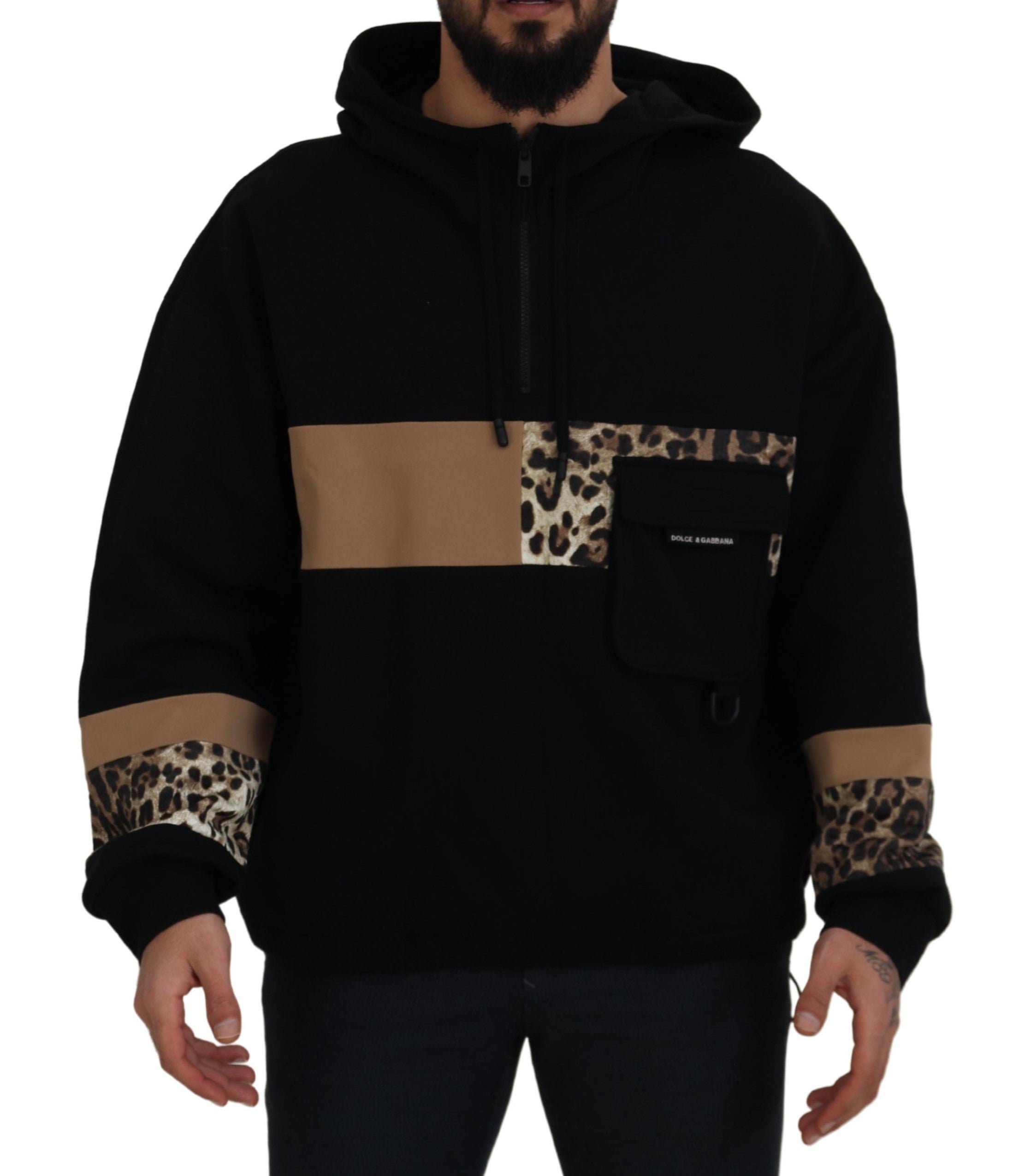 Dolce & Gabbana Elegant Hooded Black Pullover Sweater