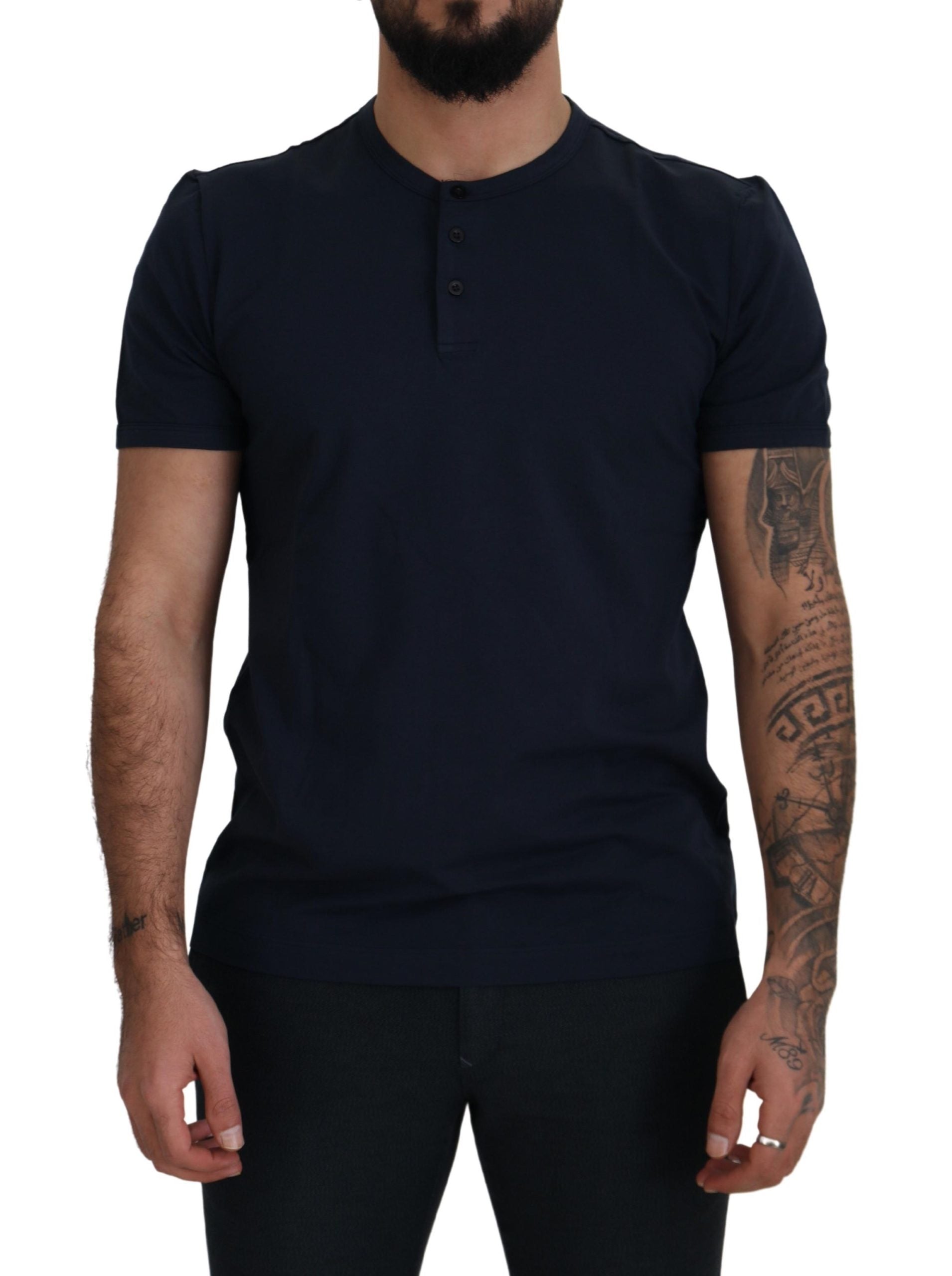 Dolce & Gabbana Elegant Silk-Blend Crewneck Tee in Blue