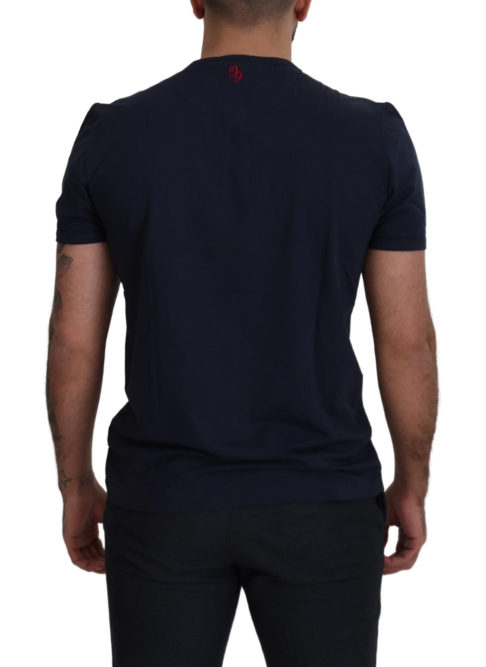 Dolce & Gabbana Elegant Silk-Blend Crewneck Tee in Blue