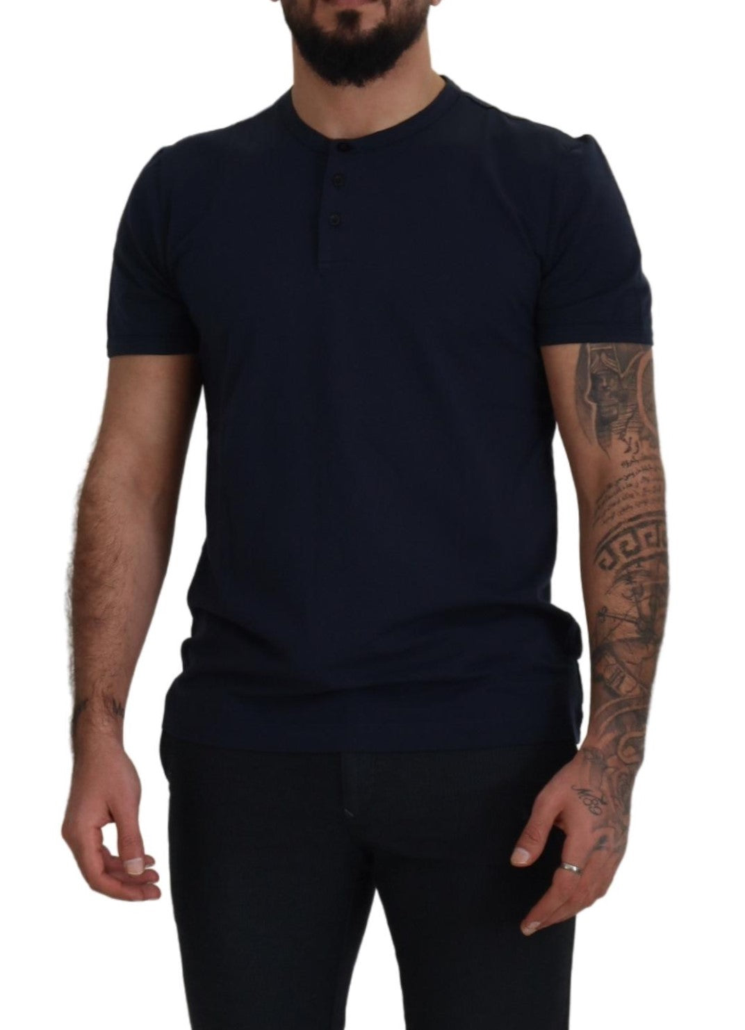 Dolce & Gabbana Elegant Silk-Blend Crewneck Tee in Blue