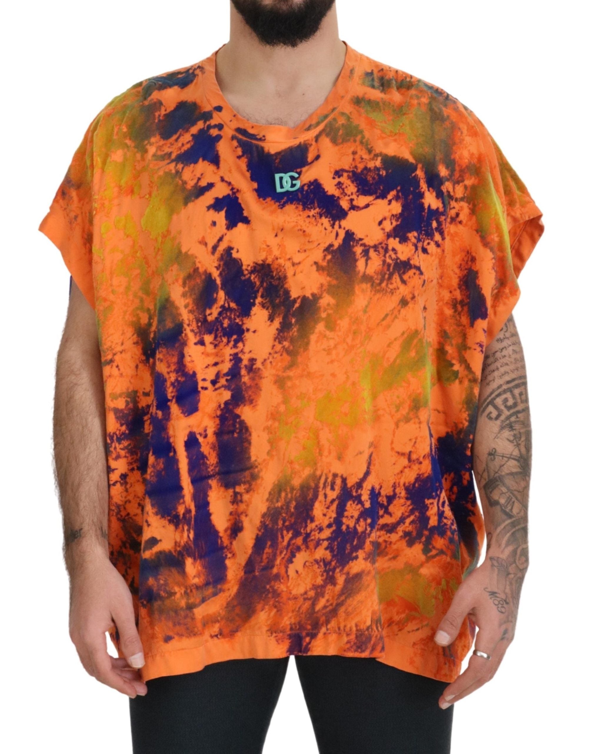 Dolce & Gabbana Elegant Orange Tie Dye Silk T-Shirt