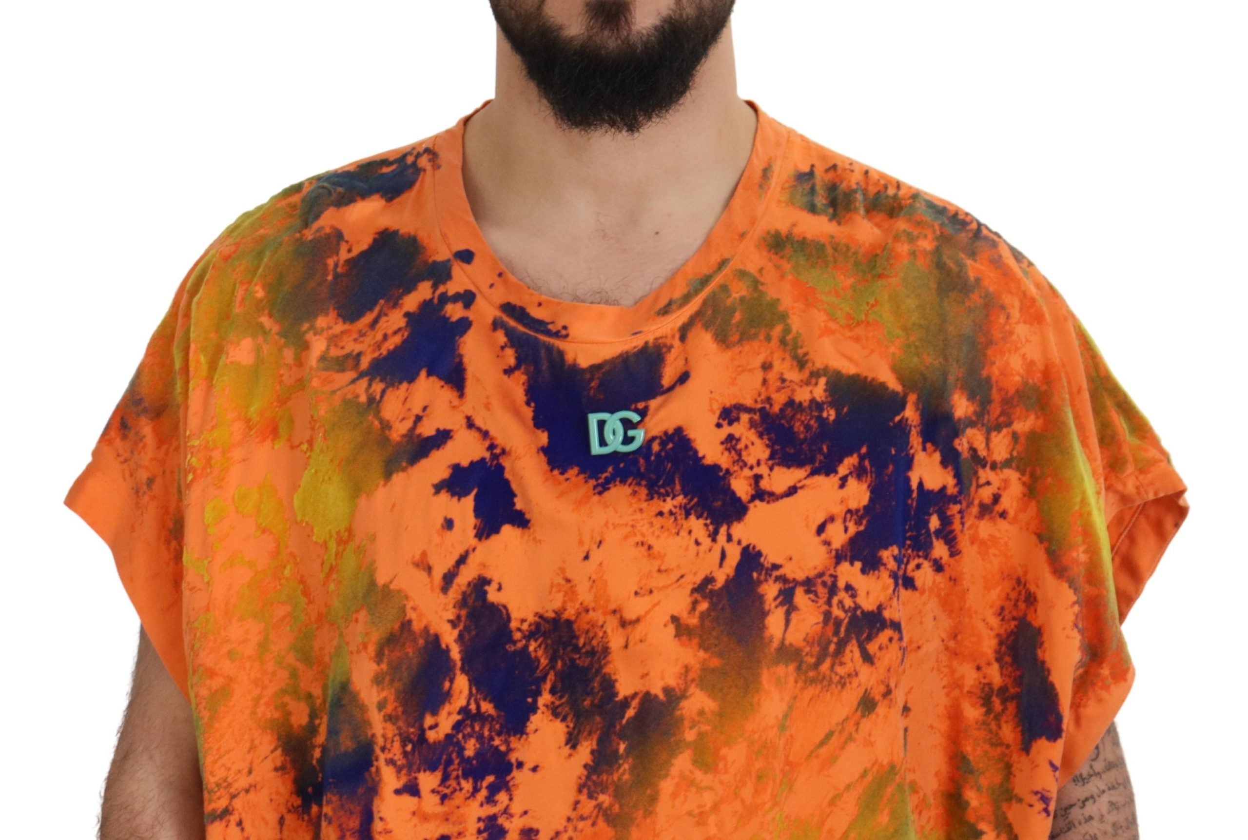 Dolce & Gabbana Elegant Orange Tie Dye Silk T-Shirt