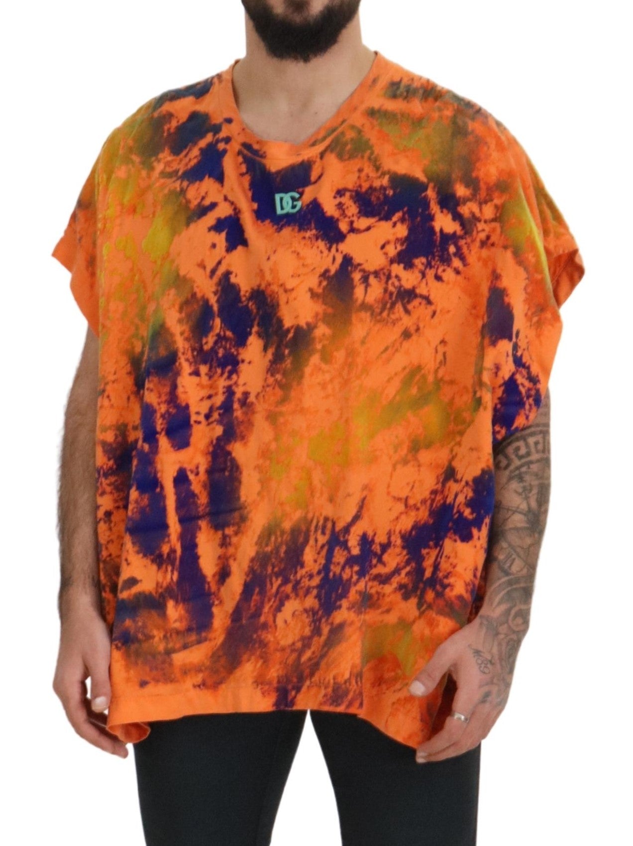 Dolce & Gabbana Elegant Orange Tie Dye Silk T-Shirt