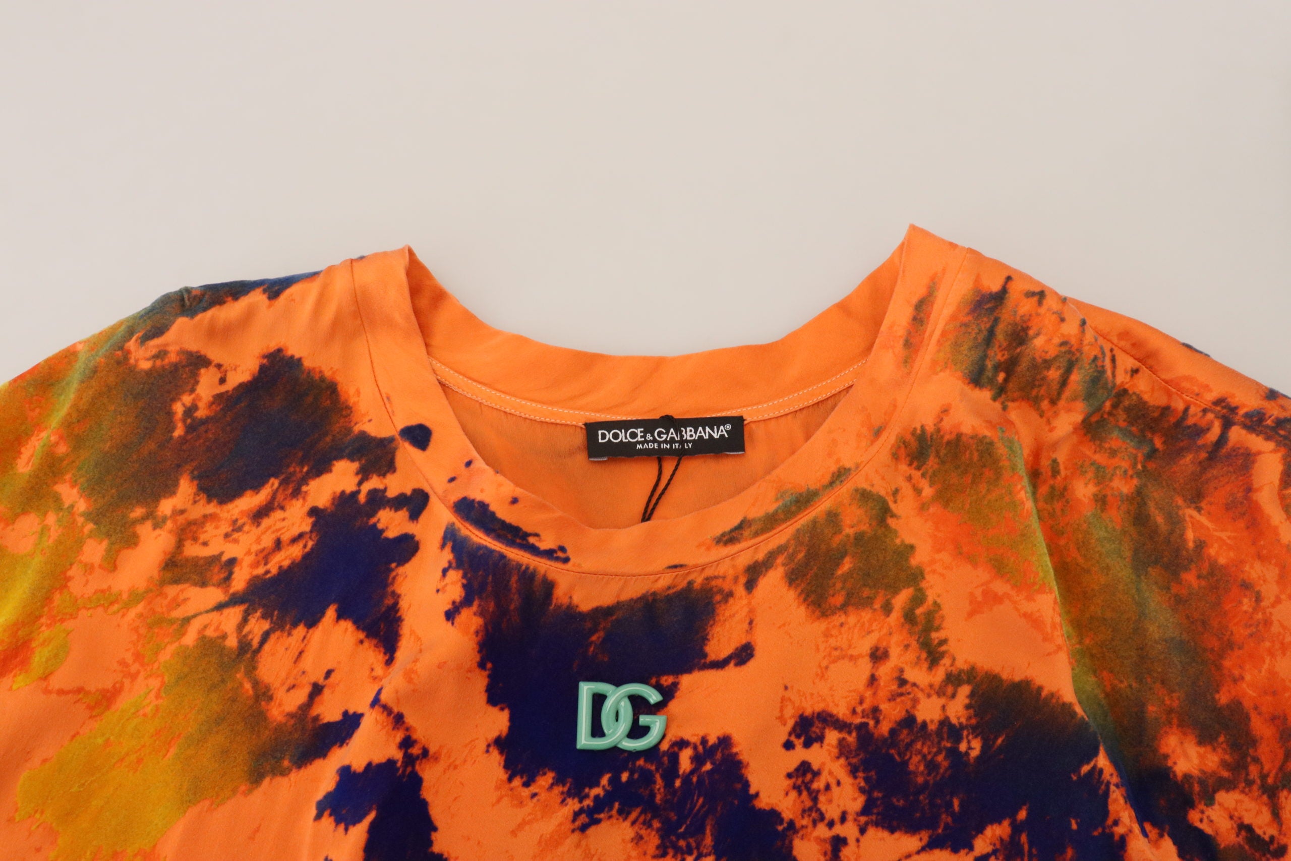 Dolce & Gabbana Elegant Orange Tie Dye Silk T-Shirt